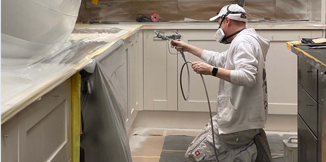 Spray Painting Kitchen Cabinets