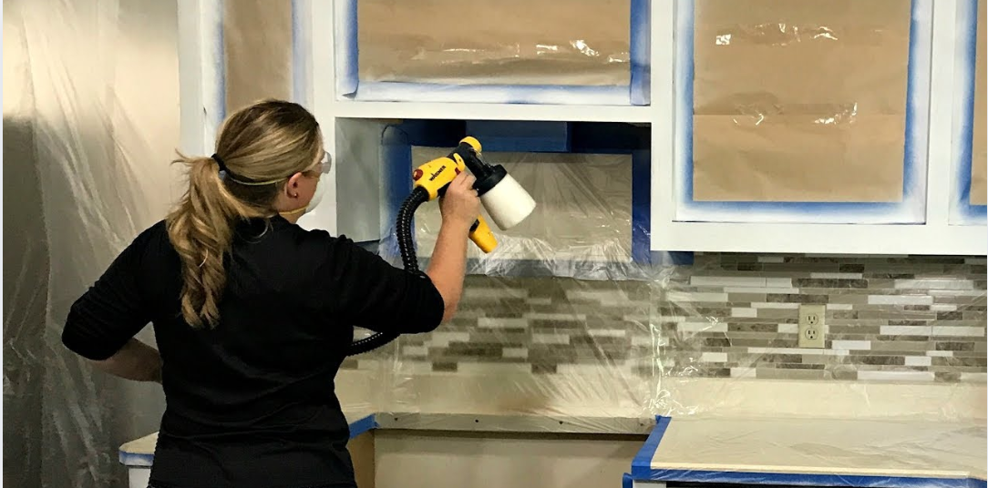 Spray Painting Kitchen Cabinets